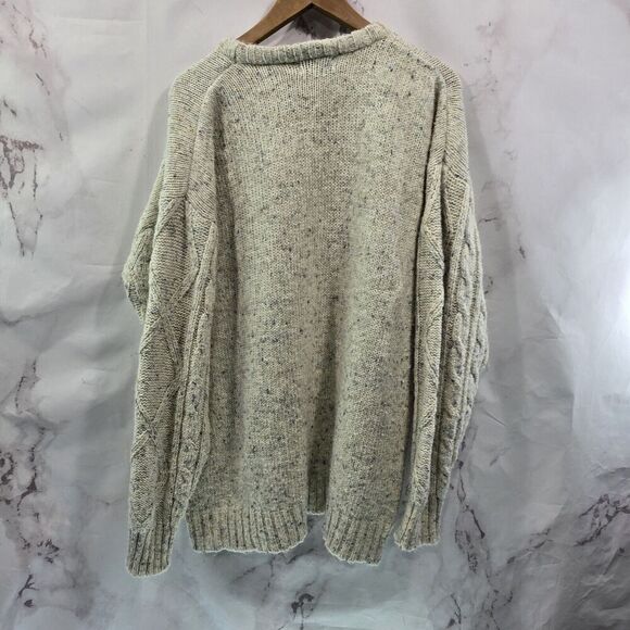 Port West Yachting Sweater Mens XL Cream Fisherman Wool Vtg Crew Neck Speckled - Picture 6 of 11